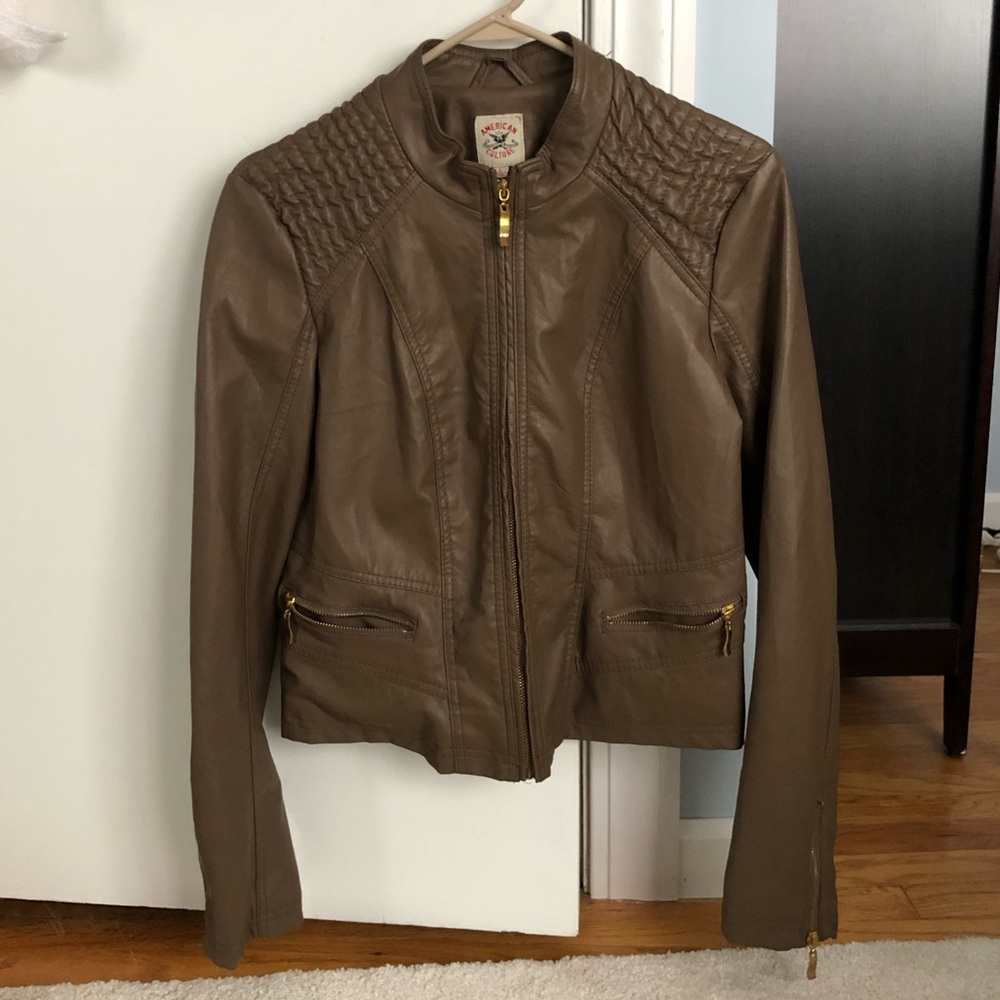 Brown Faux Leather Jacket!